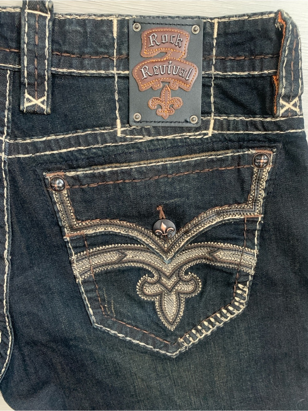 Rock Revival Owen Relaxed Straight Black Men’s Jeans Size 36 Waist